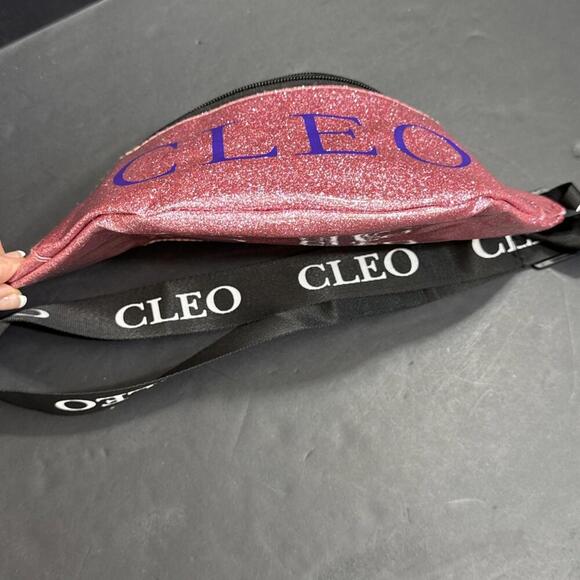 Cleo Pink Glitter Preppy Designer Fanny Pack Outdoor Waist Belt Bag - Picture 12 of 12